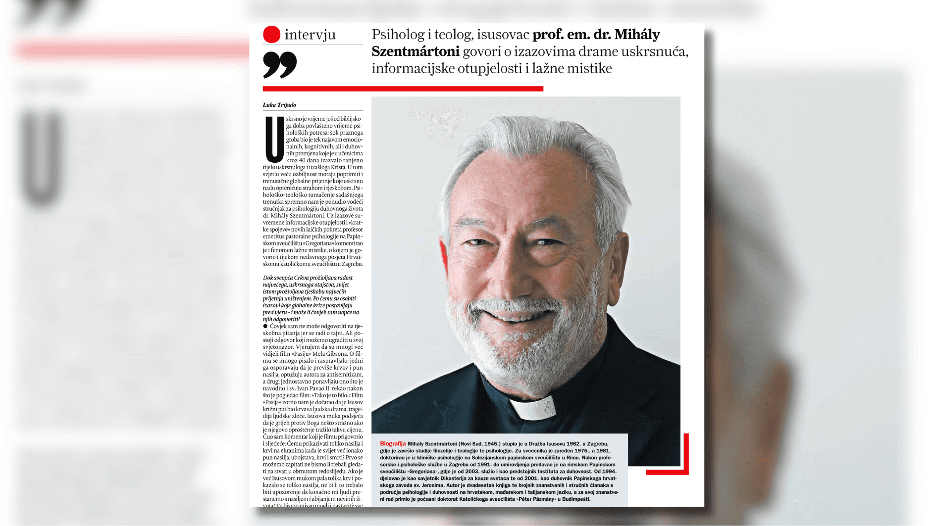 Intervju Glasa Koncila s psihologom i teologom prof. em. dr. Mihályom Szentmártonijem
