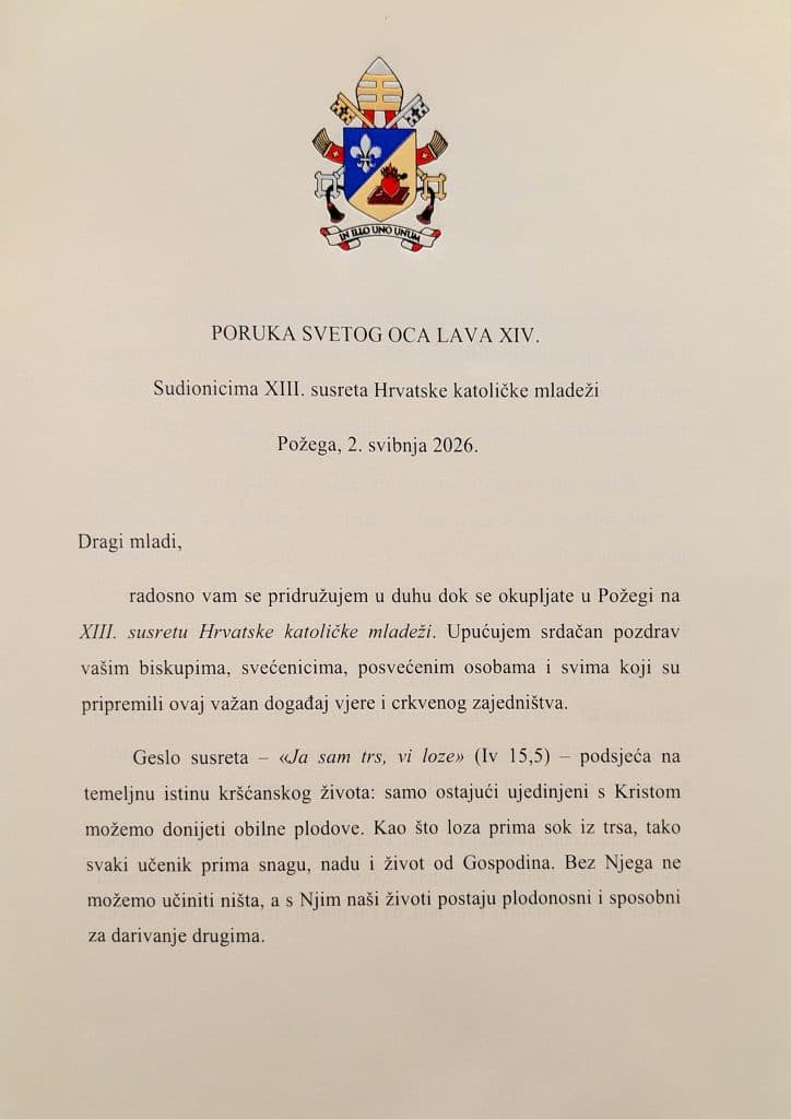 Poruka pape Lava XIV. sudionicima SHKM-a u Požeškoj biskupiji