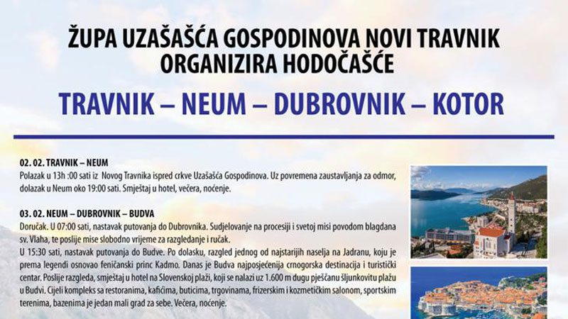 Hodočašće u organizaciji Župnog ureda Uzašašća Gospodinova – Novi Travnik u Neum-Dubrovnik-Kotor