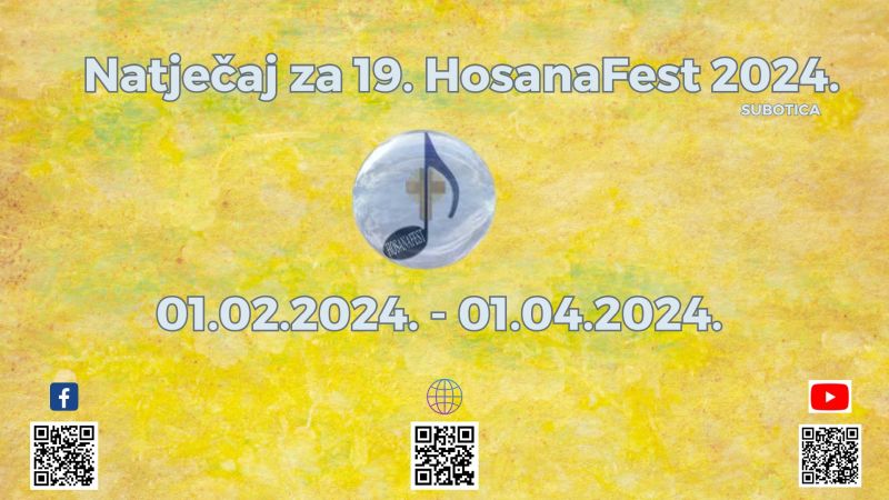Natječaj HosanaFesta 2024. | Katolička tiskovna agencija Biskupske konferencije BiH