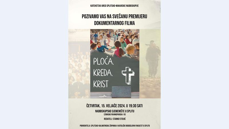 Svečana premijera dokumentarnog filma „Ploča, kreda, Krist“ u Splitu