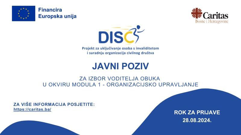 Javni poziv za izbor voditelja obuka u okviru modula organizacijsko upravljanje