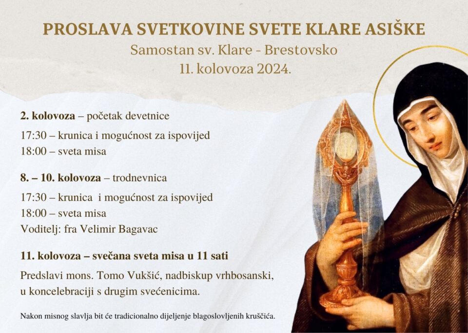 Proslava svetkovine Svete Klare Asiške