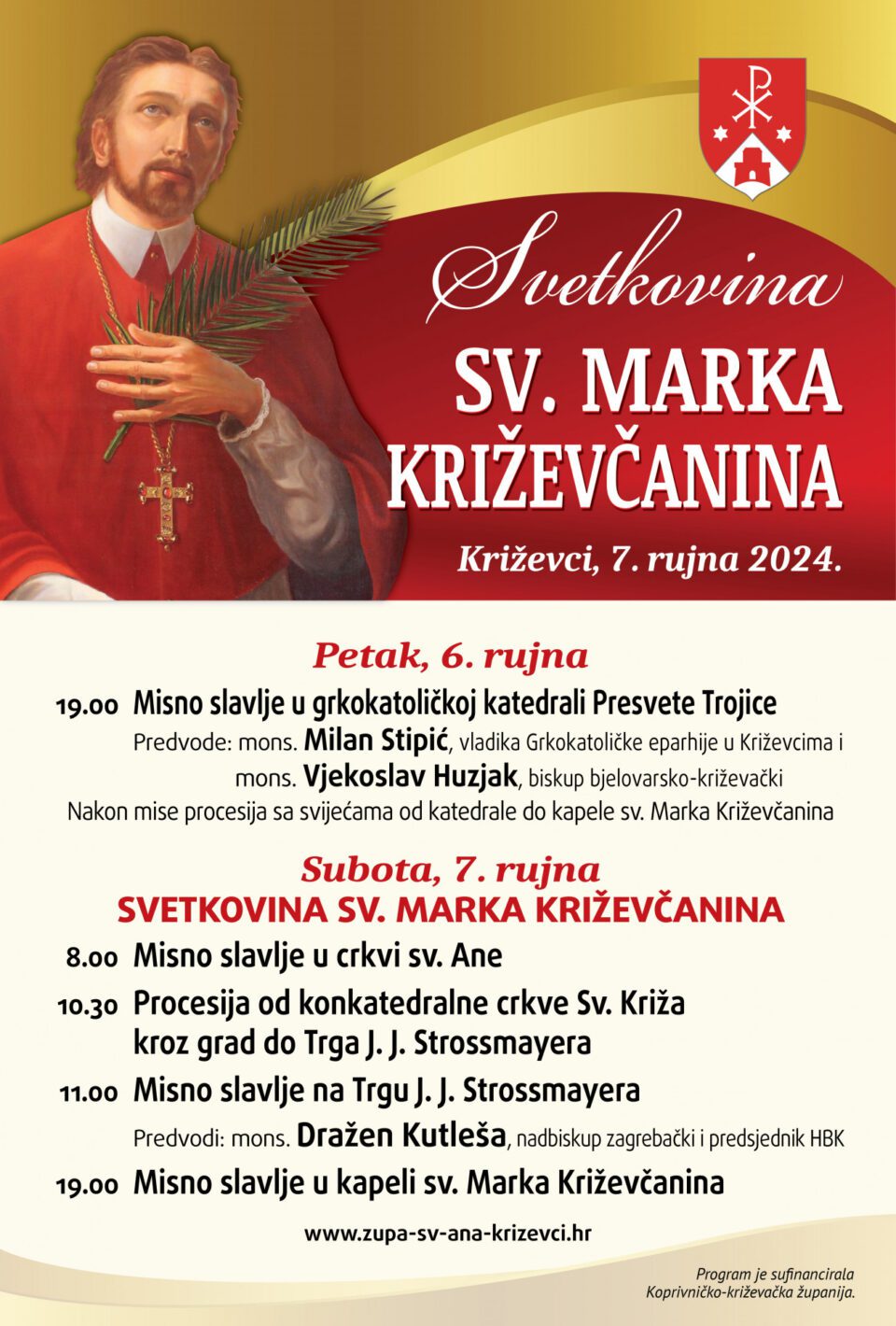 Najava proslave svetkovine sv. Marka Križevčanina