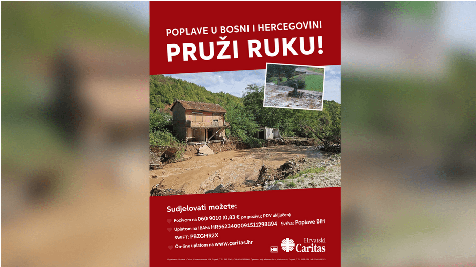 Hrvatski Caritas poziva na pomoć stradalima u poplavama u Bosni i Hercegovini – Dubrovačka biskupija