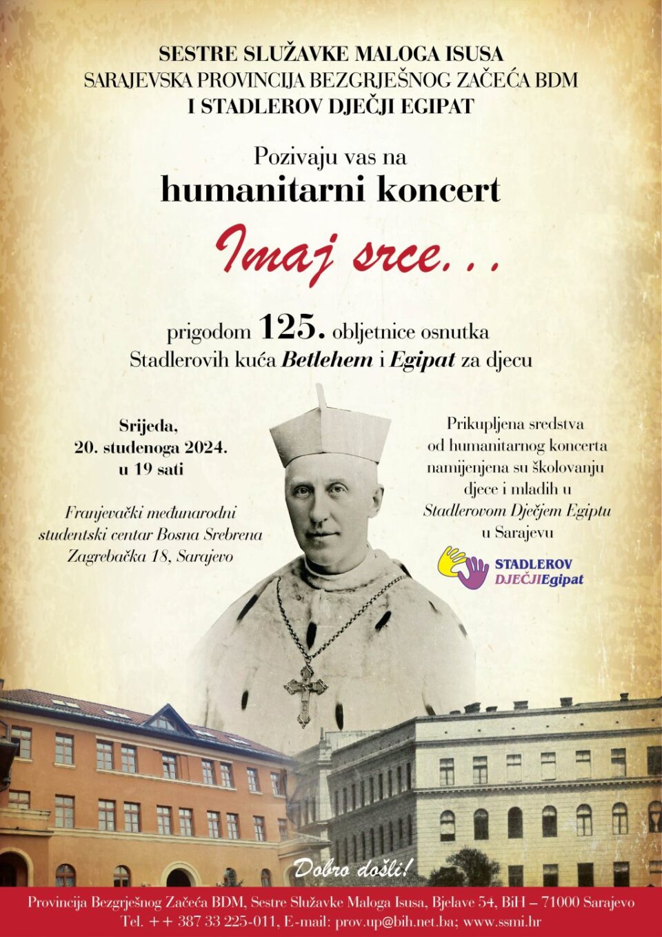 Humanitarni koncert za školovanje djece i mladih u Stadlerovom dječjem Egiptu u Sarajevu i djece iz siromašnih obitelji