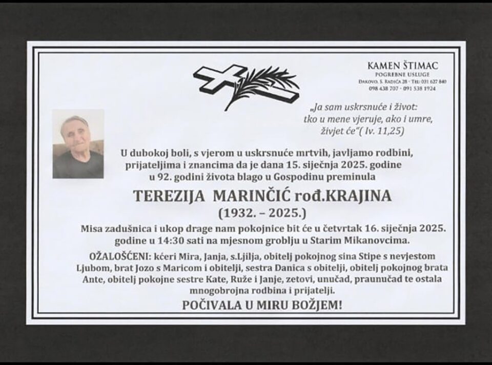 Preminula majka s. Ljilje Marinčić