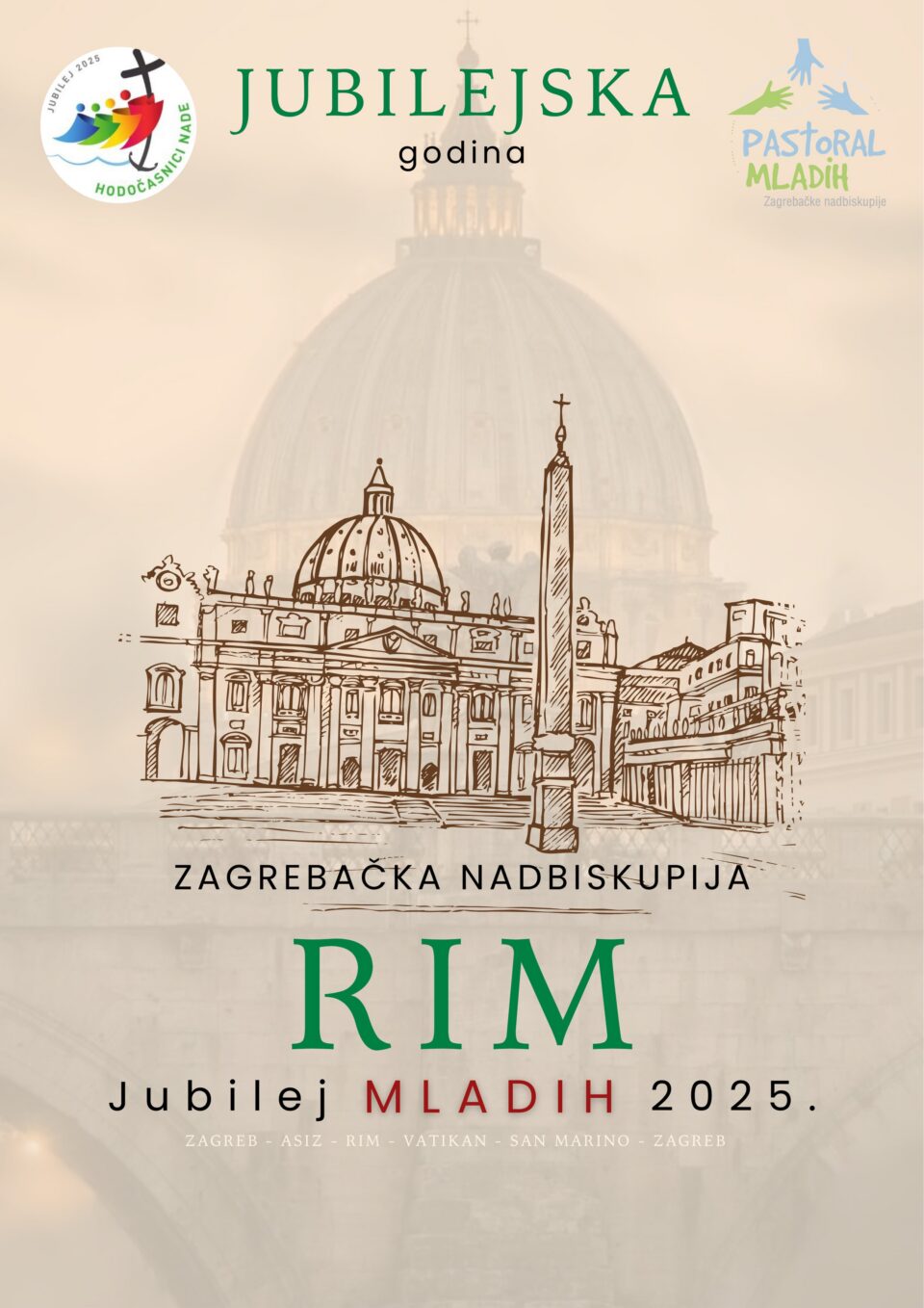 Zagrebačka nadbiskupija – Otvorene prijave za hodočašće mladih na Jubilej mladih u Rimu