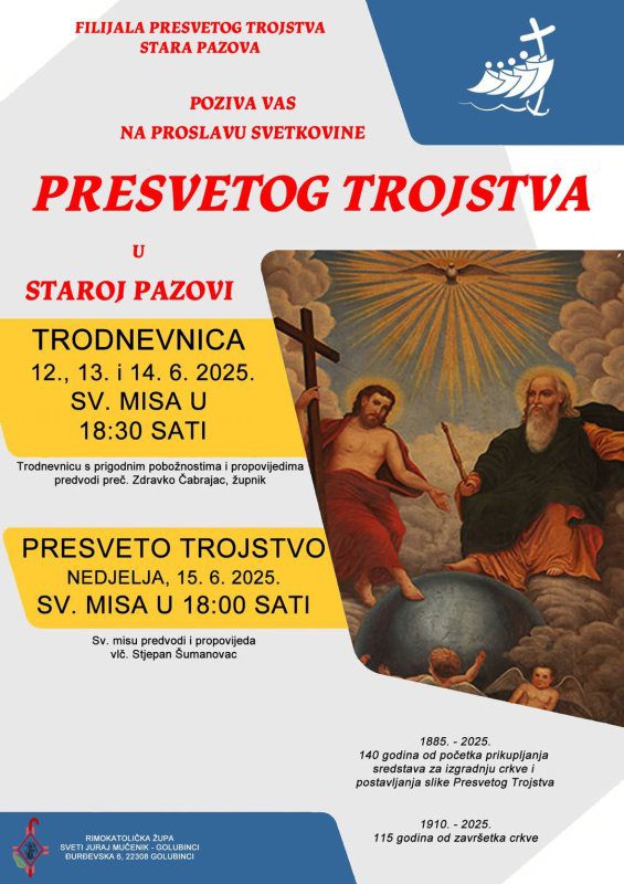 NAJAVA: PROSLAVA PRESVETOG TROJSTVA U STAROJ PAZOVI