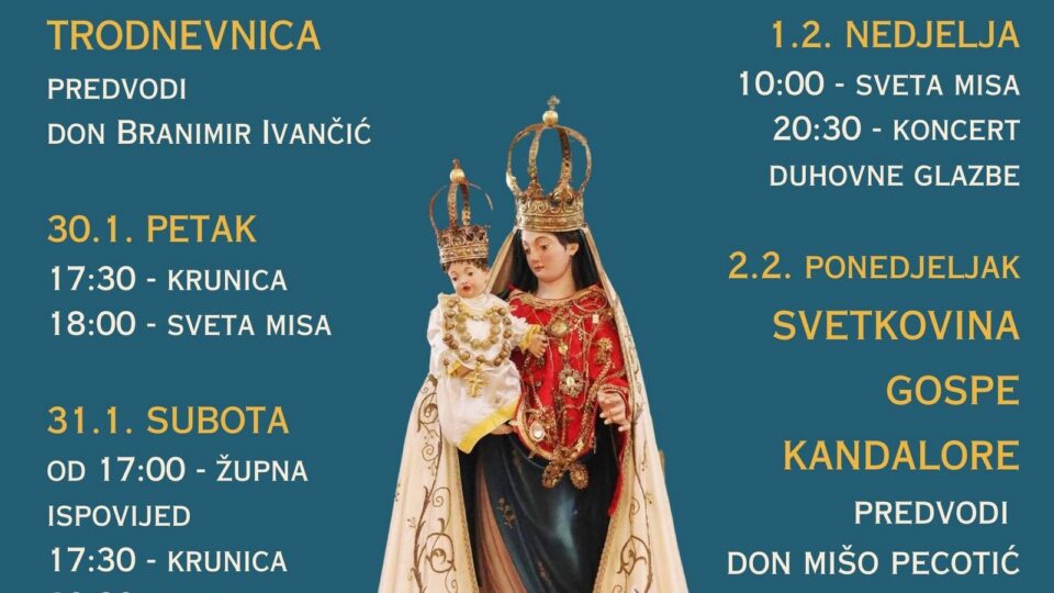 NAJAVA 30. 1. – 1. 2. Proslava zaštitnice župe u Smokvici – Dubrovačka biskupija