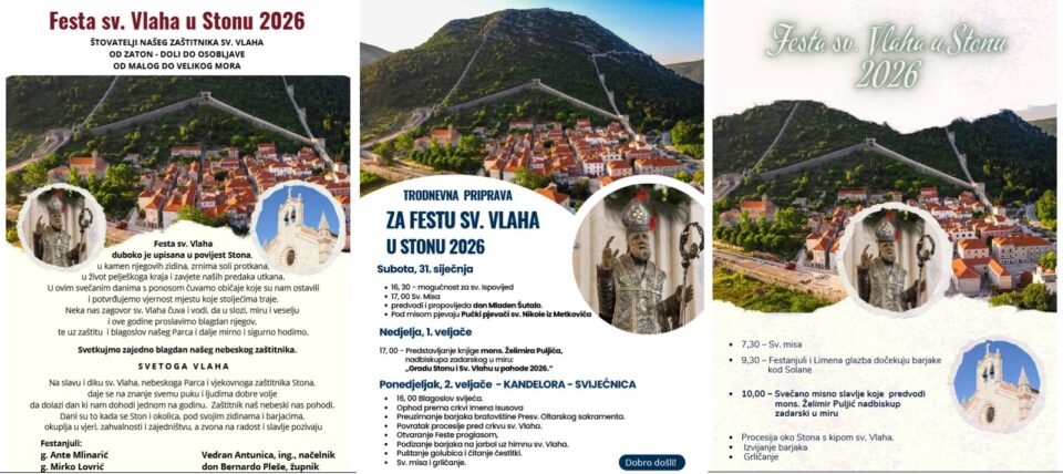 Proglas i program Feste sv. Vlaha u Stonu – Dubrovačka biskupija